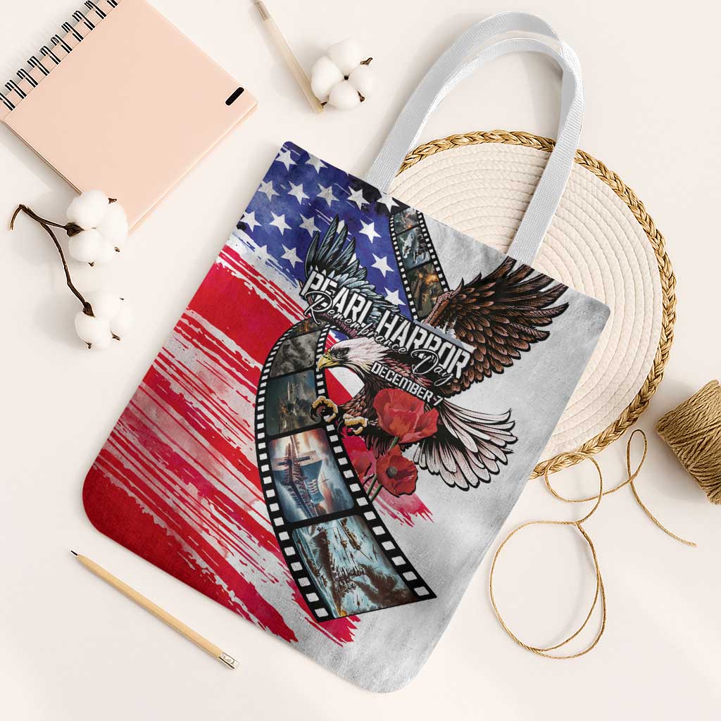 Pearl Harbor Remembrance Day Tote Bag Lest We Forget - The Bald Eagle Remembers - Polynesian Pride