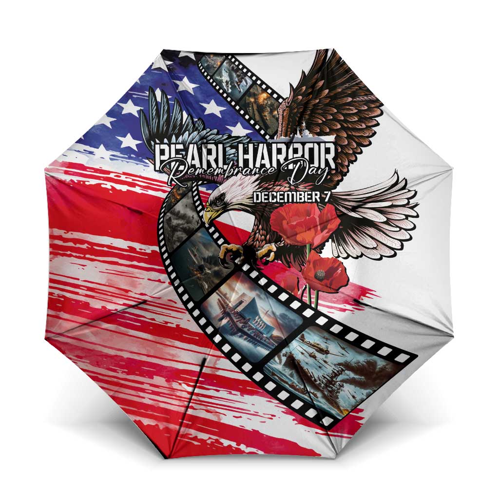 Pearl Harbor Remembrance Day Umbrella Lest We Forget - The Bald Eagle Remembers - Polynesian Pride