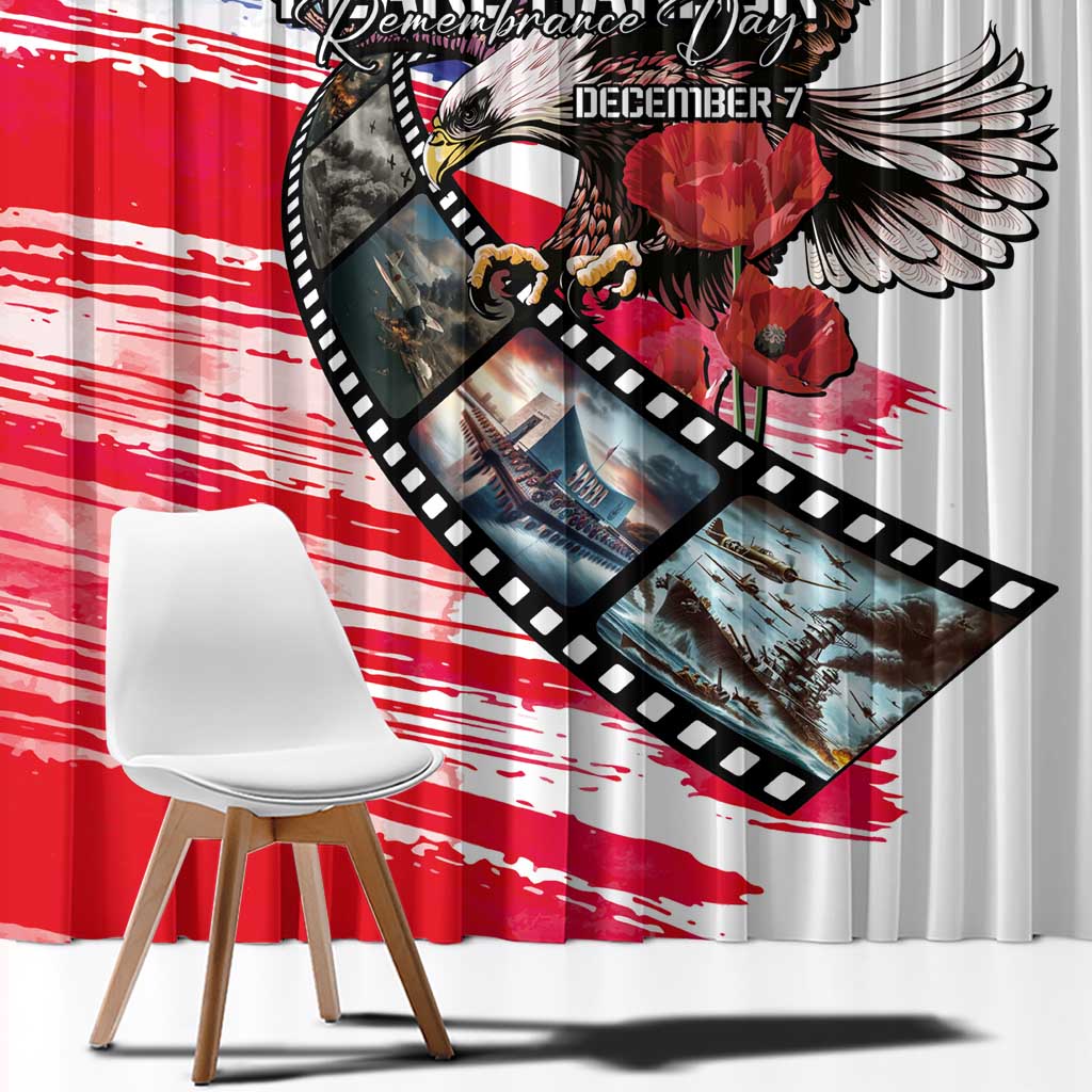 Pearl Harbor Remembrance Day Window Curtain Lest We Forget - The Bald Eagle Remembers - Polynesian Pride