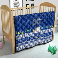 Palau Christmas Quilt Snowman Hugs Palau Coat of Arms Maori Pattern Blue Style LT03 - Polynesian Pride