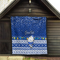 Personalised Palau Christmas Quilt Snowman Hugs Palau Coat of Arms Maori Pattern Blue Style LT03 - Polynesian Pride