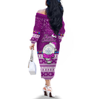 Palau Christmas Family Matching Off Shoulder Long Sleeve Dress and Hawaiian Shirt Snowman Hugs Palau Coat of Arms Maori Pattern Pink Style LT03 - Polynesian Pride