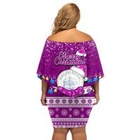 Palau Christmas Family Matching Off Shoulder Short Dress and Hawaiian Shirt Snowman Hugs Palau Coat of Arms Maori Pattern Pink Style LT03 - Polynesian Pride
