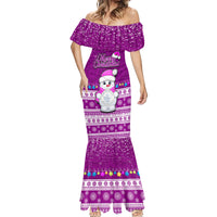 Palau Christmas Mermaid Dress Snowman Hugs Palau Coat of Arms Maori Pattern Pink Style LT03 - Polynesian Pride