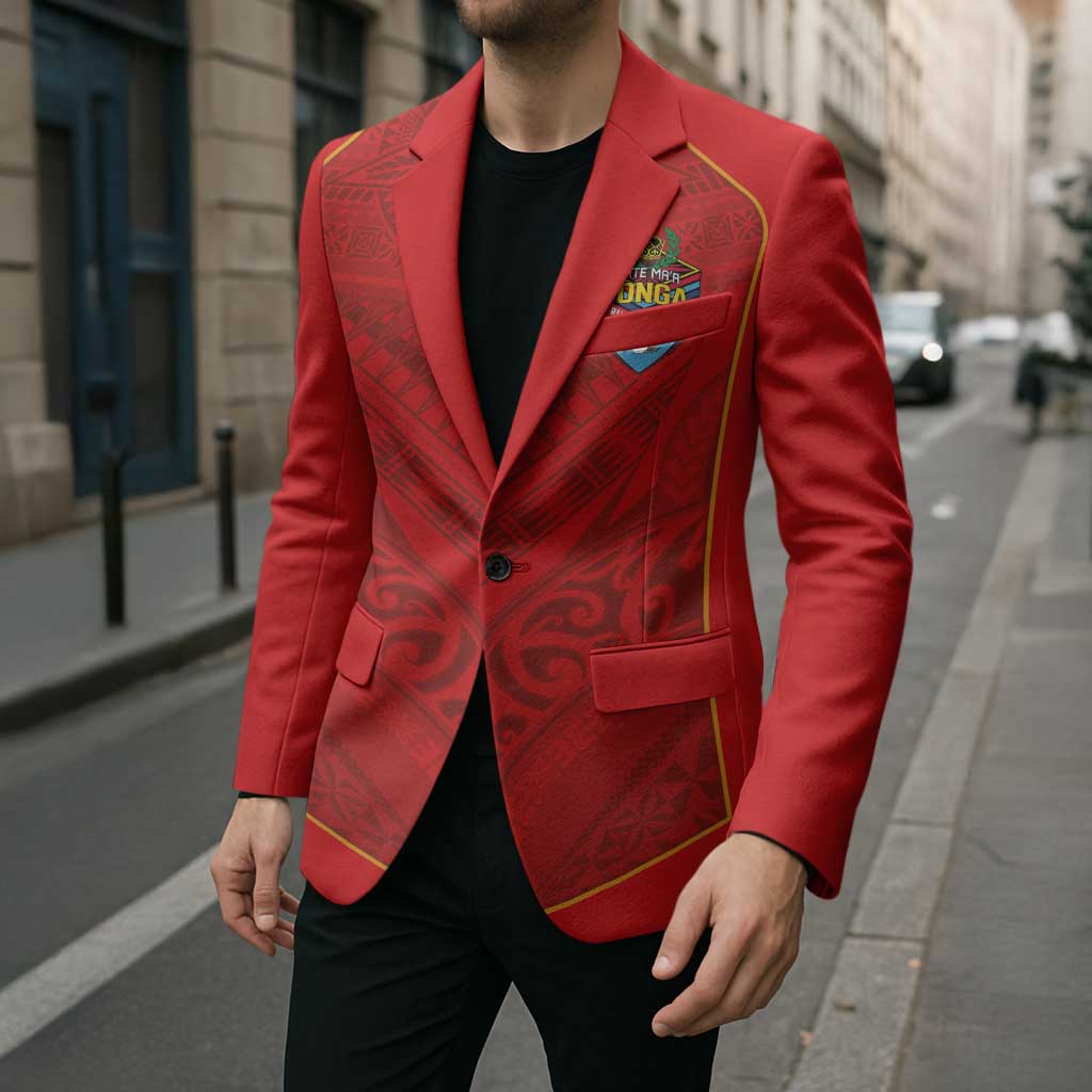 Custom Mate Ma'a Tonga Rugby Blazer Ngatu Tribal Motifs Sporty Style - Polynesian Pride