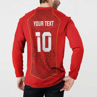 Custom Mate Ma'a Tonga Rugby Button Sweatshirt Ngatu Tribal Motifs Sporty Style - Polynesian Pride