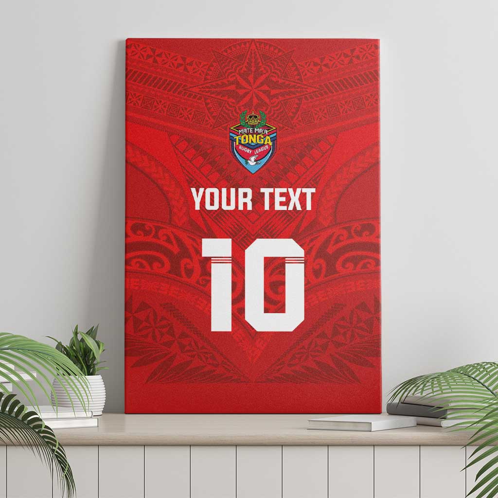 Custom Mate Ma'a Tonga Rugby Canvas Wall Art Ngatu Tribal Motifs Sporty Style - Polynesian Pride