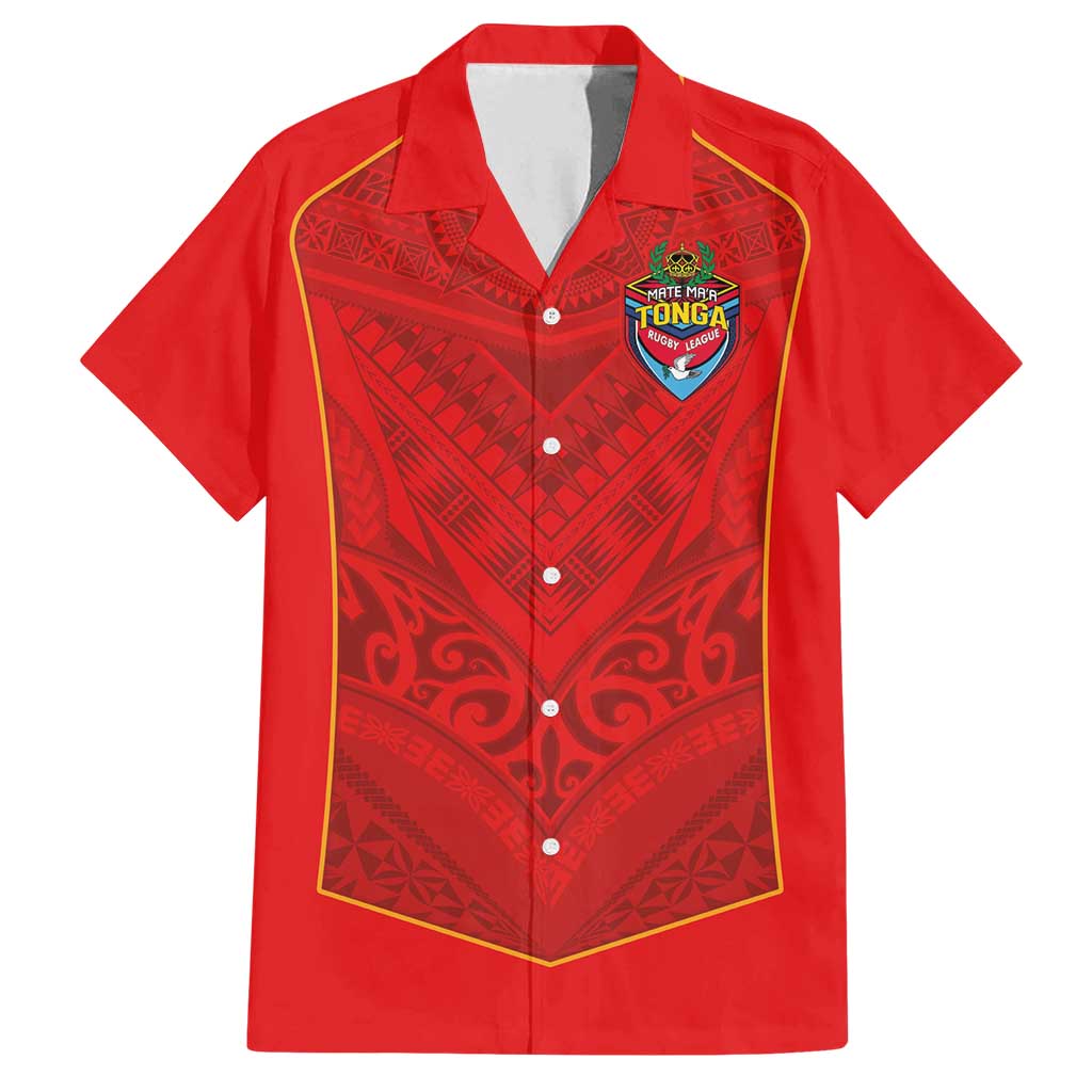Custom Mate Ma'a Tonga Rugby Family Matching Puletasi and Hawaiian Shirt Ngatu Tribal Motifs Sporty Style - Polynesian Pride