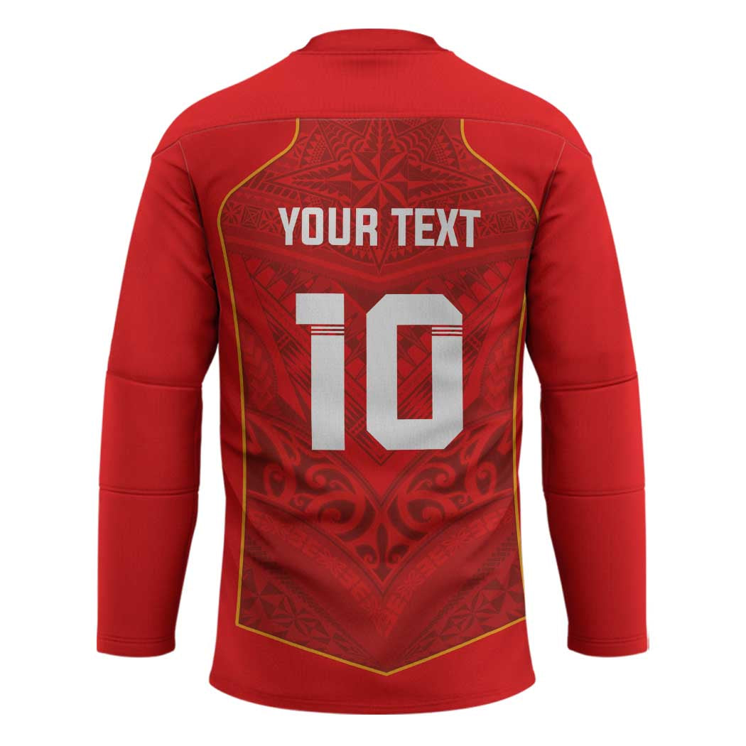 Custom Mate Ma'a Tonga Rugby Hockey Jersey Ngatu Tribal Motifs Sporty Style - Polynesian Pride