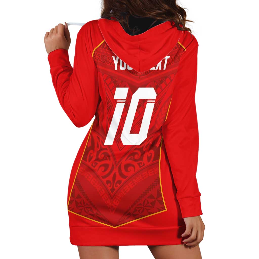 Custom Mate Ma'a Tonga Rugby Hoodie Dress Ngatu Tribal Motifs Sporty Style - Polynesian Pride