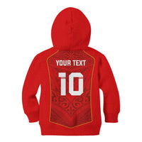Custom Mate Ma'a Tonga Rugby Kid Hoodie Ngatu Tribal Motifs Sporty Style - Polynesian Pride