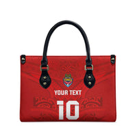 Custom Mate Ma'a Tonga Rugby Leather Bag Ngatu Tribal Motifs Sporty Style - Polynesian Pride