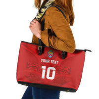 Custom Mate Ma'a Tonga Rugby Leather Tote Bag Ngatu Tribal Motifs Sporty Style - Polynesian Pride