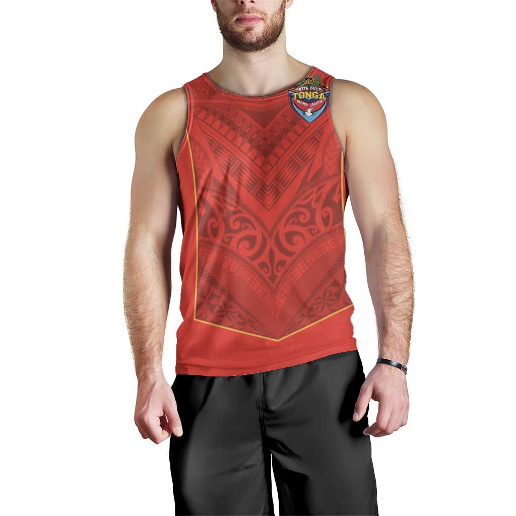 Custom Mate Ma'a Tonga Rugby Men Tank Top Ngatu Tribal Motifs Sporty Style - Polynesian Pride