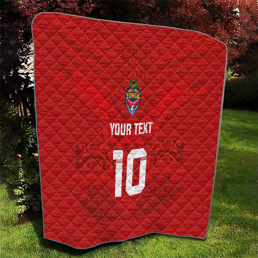 Custom Mate Ma'a Tonga Rugby Quilt Ngatu Tribal Motifs Sporty Style - Polynesian Pride
