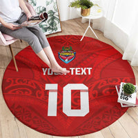 Custom Mate Ma'a Tonga Rugby Round Carpet Ngatu Tribal Motifs Sporty Style - Polynesian Pride