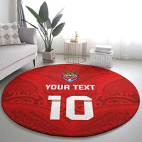 Custom Mate Ma'a Tonga Rugby Round Carpet Ngatu Tribal Motifs Sporty Style - Polynesian Pride