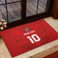 Custom Mate Ma'a Tonga Rugby Rubber Doormat Ngatu Tribal Motifs Sporty Style - Polynesian Pride