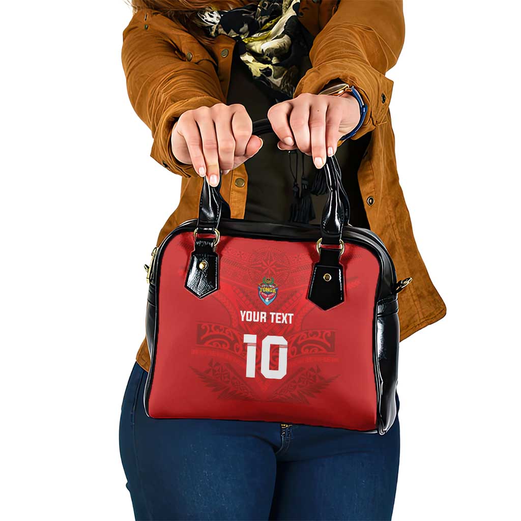Custom Mate Ma'a Tonga Rugby Shoulder Handbag Ngatu Tribal Motifs Sporty Style - Polynesian Pride