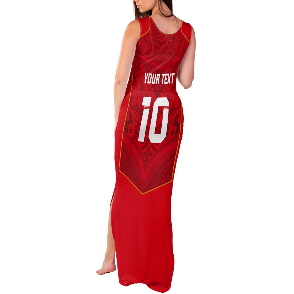 Custom Mate Ma'a Tonga Rugby Tank Maxi Dress Ngatu Tribal Motifs Sporty Style - Polynesian Pride