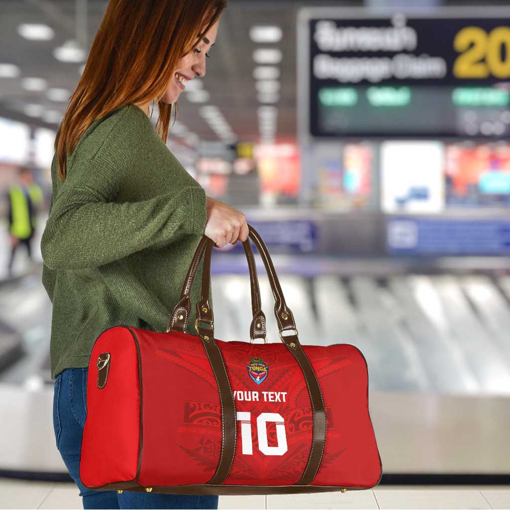 Custom Mate Ma'a Tonga Rugby Travel Bag Ngatu Tribal Motifs Sporty Style - Polynesian Pride