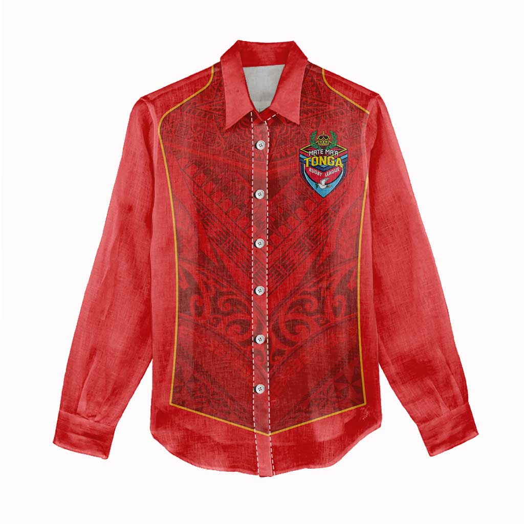 Custom Mate Ma'a Tonga Rugby Women Casual Shirt Ngatu Tribal Motifs Sporty Style - Polynesian Pride