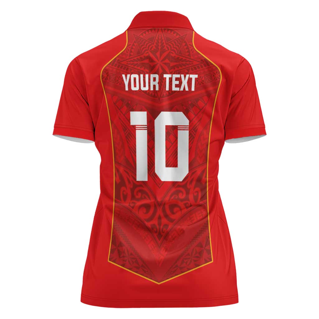 Custom Mate Ma'a Tonga Rugby Women Polo Shirt Ngatu Tribal Motifs Sporty Style - Polynesian Pride