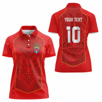 Custom Mate Ma'a Tonga Rugby Women Polo Shirt Ngatu Tribal Motifs Sporty Style - Polynesian Pride