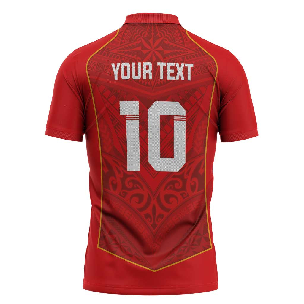Custom Mate Ma'a Tonga Rugby Zipper Polo Shirt Ngatu Tribal Motifs Sporty Style - Polynesian Pride