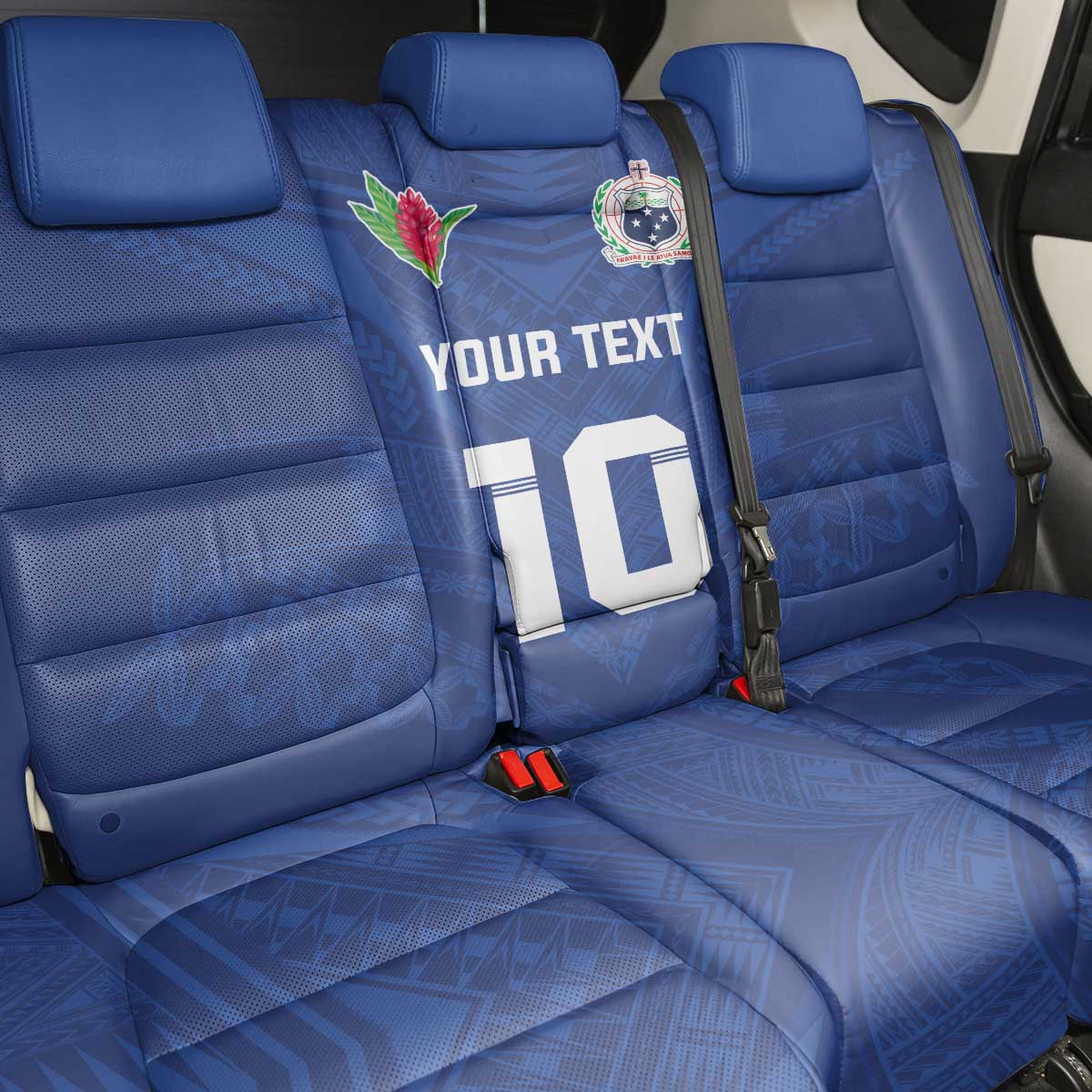 Custom Samoa Rugby Back Car Seat Cover Tatau Tribal Motifs Sporty Style - Polynesian Pride