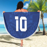 Custom Samoa Rugby Beach Blanket Tatau Tribal Motifs Sporty Style - Polynesian Pride