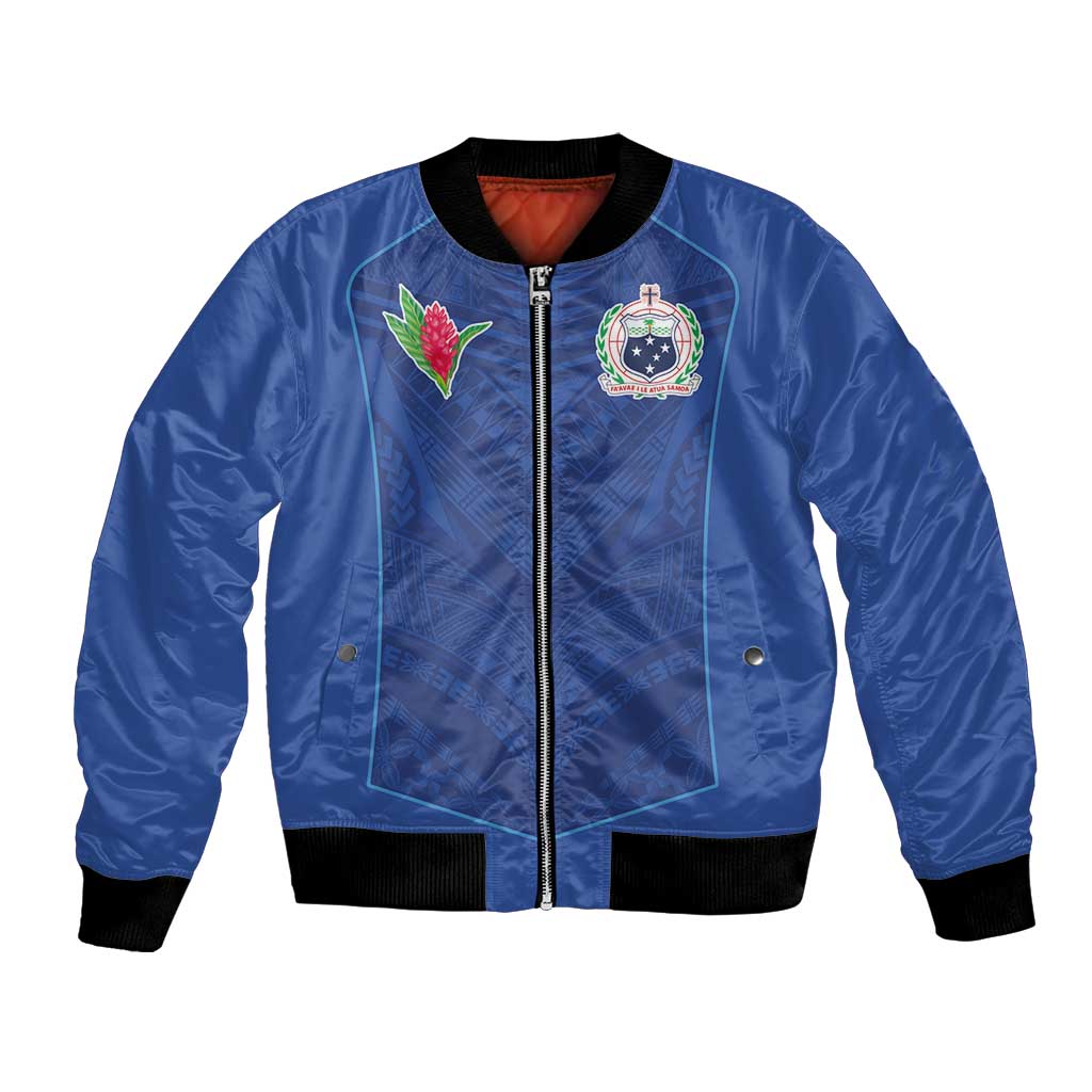 Custom Samoa Rugby Bomber Jacket Tatau Tribal Motifs Sporty Style - Polynesian Pride