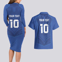 Custom Samoa Rugby Couples Matching Long Sleeve Bodycon Dress and Hawaiian Shirt Tatau Tribal Motifs Sporty Style - Polynesian Pride