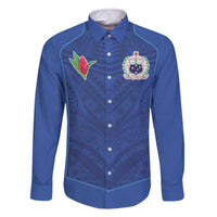 Custom Samoa Rugby Family Matching Off The Shoulder Long Sleeve Dress and Hawaiian Shirt Tatau Tribal Motifs Sporty Style - Polynesian Pride