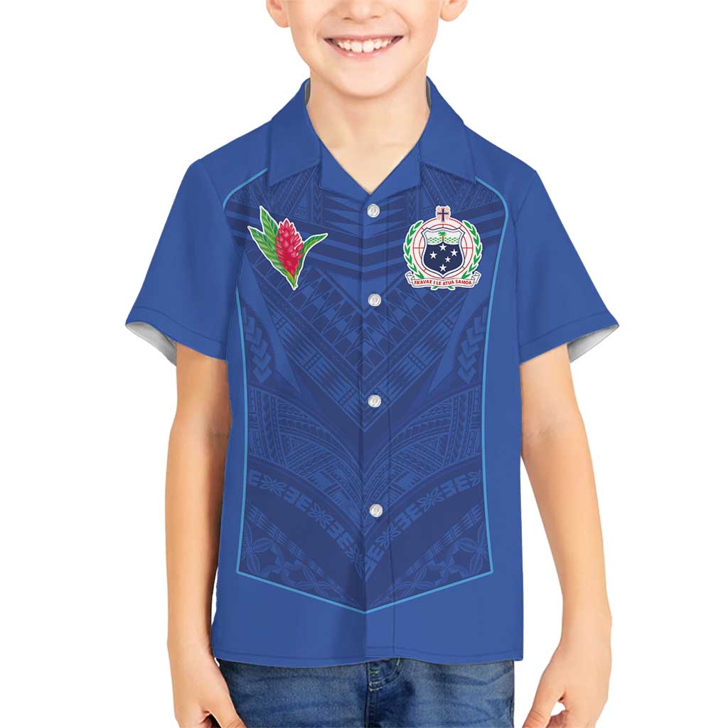 Custom Samoa Rugby Family Matching Off Shoulder Short Dress and Hawaiian Shirt Tatau Tribal Motifs Sporty Style - Polynesian Pride