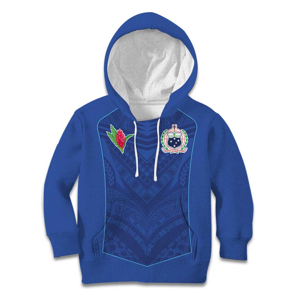 Custom Samoa Rugby Kid Hoodie Tatau Tribal Motifs Sporty Style - Polynesian Pride