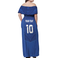 Custom Samoa Rugby Off Shoulder Maxi Dress Tatau Tribal Motifs Sporty Style - Polynesian Pride