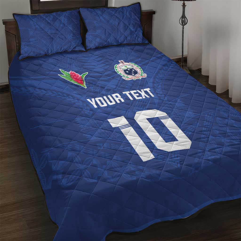 Custom Samoa Rugby Quilt Bed Set Tatau Tribal Motifs Sporty Style - Polynesian Pride