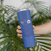 Custom Samoa Rugby Skinny Tumbler Tatau Tribal Motifs Sporty Style - Polynesian Pride