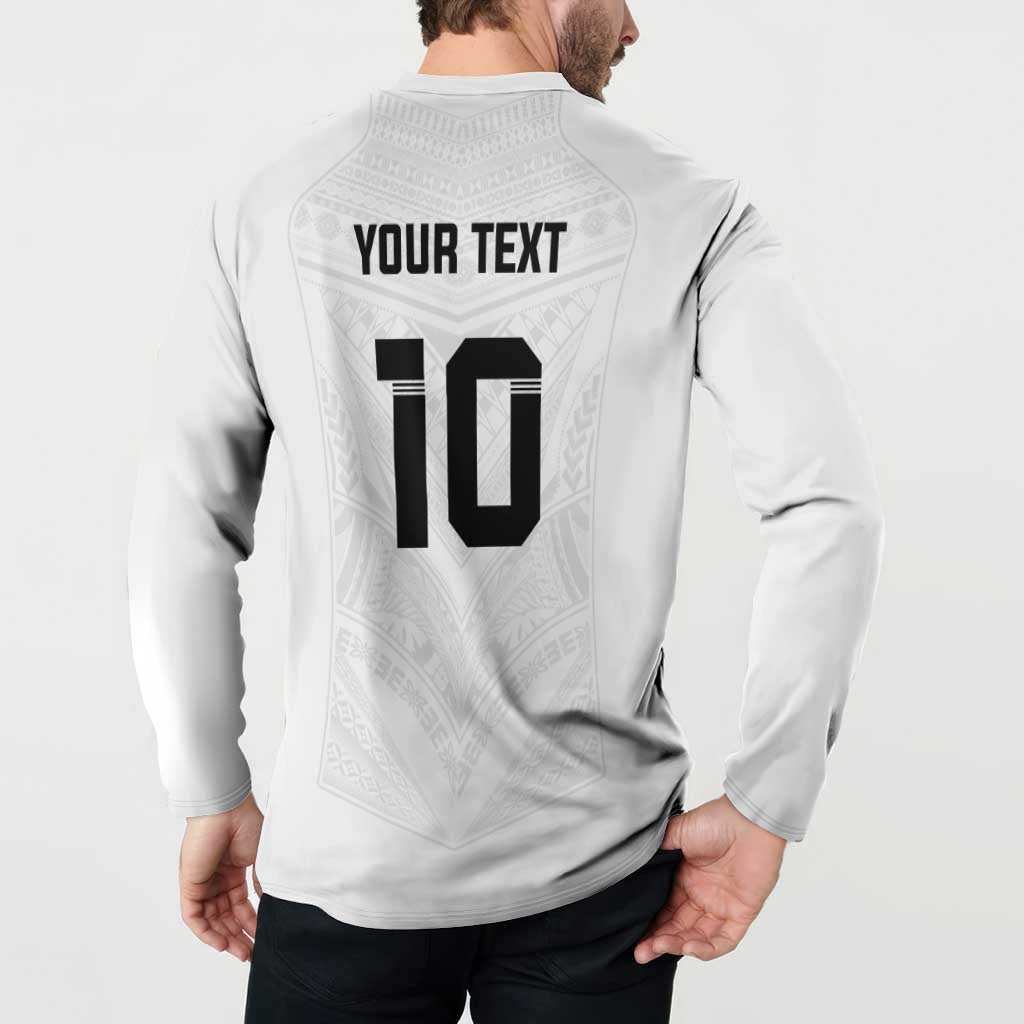 Custom Fiji Rugby Button Sweatshirt Tapa Tribal Motifs Sporty Style - Polynesian Pride