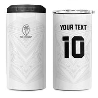 Custom Fiji Rugby 4 in 1 Can Cooler Tumbler Tapa Tribal Motifs Sporty Style - Polynesian Pride