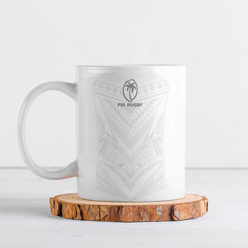 Custom Fiji Rugby Ceramic Mug Tapa Tribal Motifs Sporty Style - Polynesian Pride