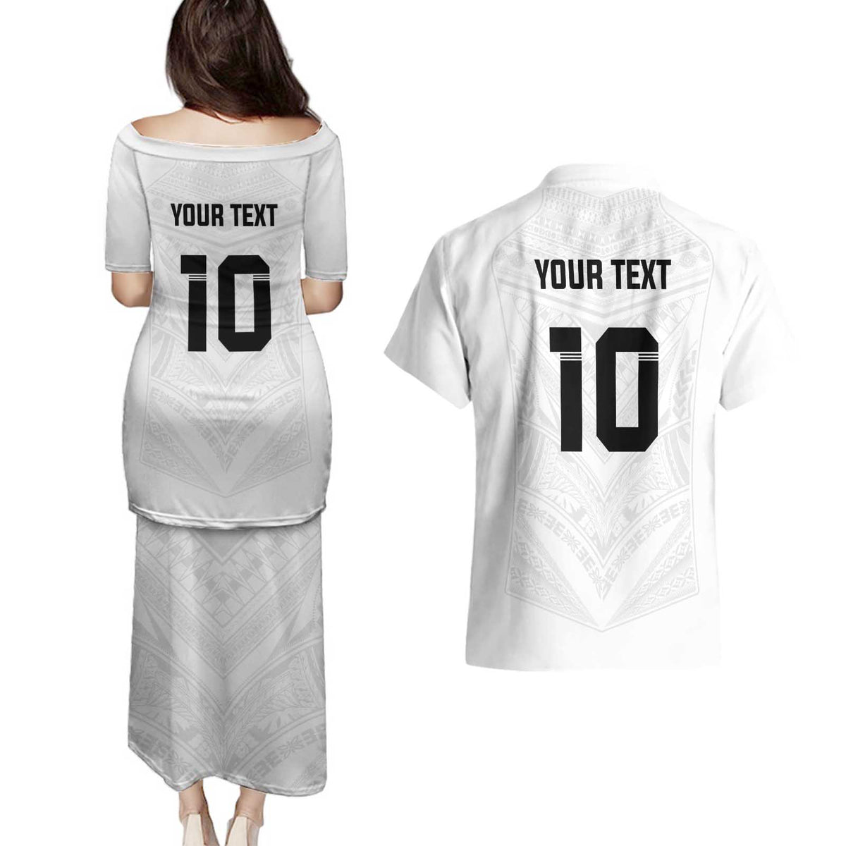 Custom Fiji Rugby Couples Matching Puletasi and Hawaiian Shirt Tapa Tribal Motifs Sporty Style - Polynesian Pride