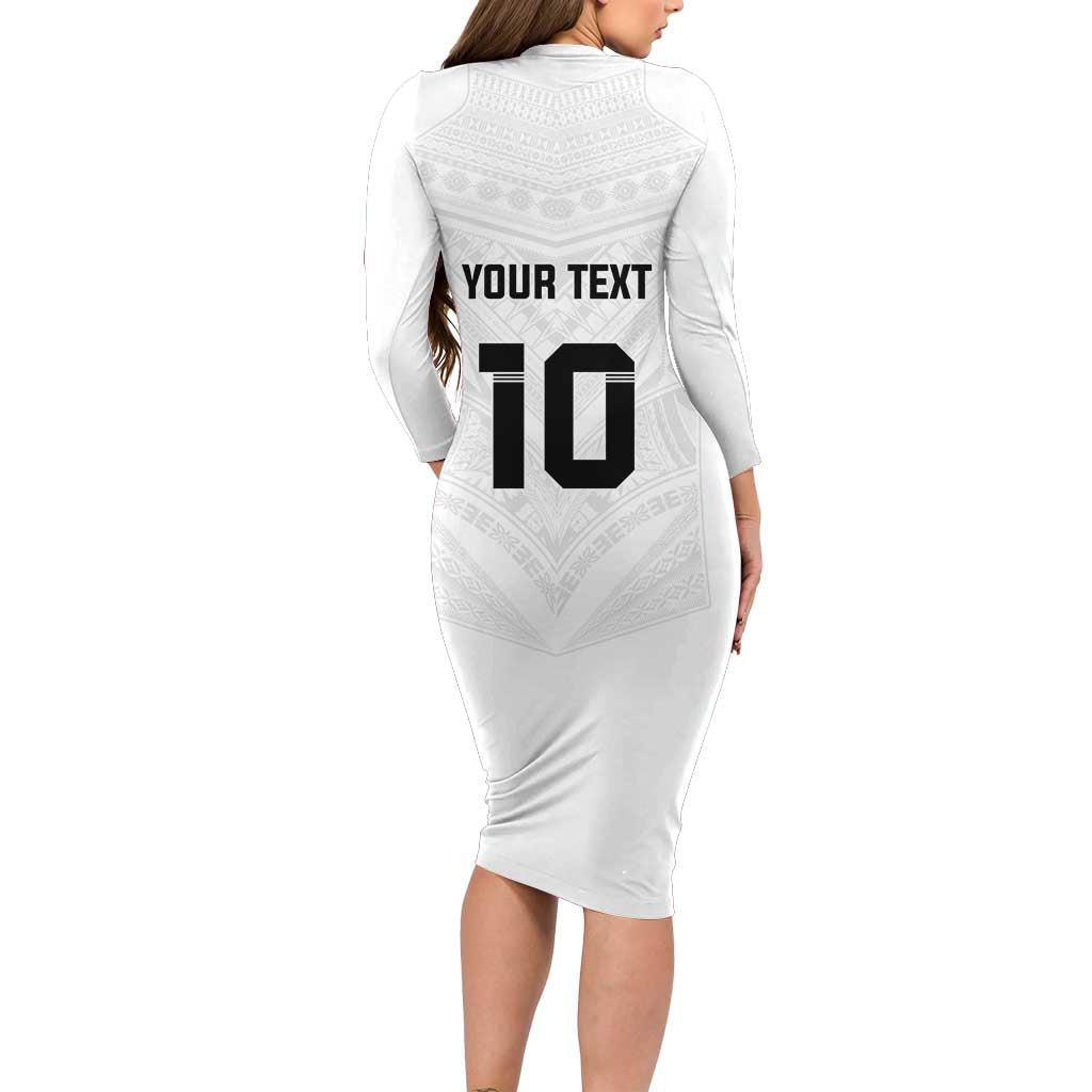 Custom Fiji Rugby Family Matching Long Sleeve Bodycon Dress and Hawaiian Shirt Tapa Tribal Motifs Sporty Style - Polynesian Pride