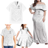 Custom Fiji Rugby Family Matching Off Shoulder Maxi Dress and Hawaiian Shirt Tapa Tribal Motifs Sporty Style - Polynesian Pride