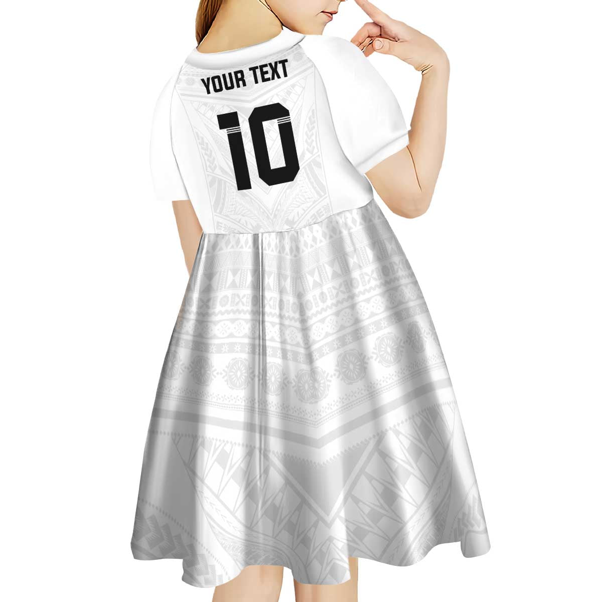 Custom Fiji Rugby Kid Short Sleeve Dress Tapa Tribal Motifs Sporty Style - Polynesian Pride