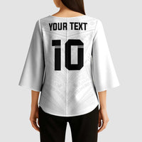 Custom Fiji Rugby Kimono Sleeve Blouse Tapa Tribal Motifs Sporty Style - Polynesian Pride