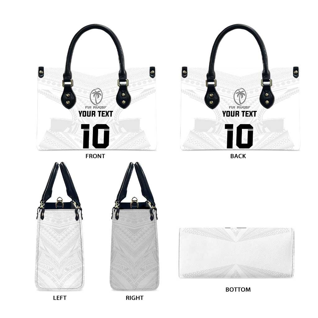 Custom Fiji Rugby Leather Bag Tapa Tribal Motifs Sporty Style - Polynesian Pride