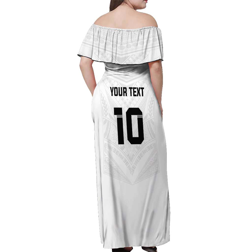 Custom Fiji Rugby Off Shoulder Maxi Dress Tapa Tribal Motifs Sporty Style LT03 - Polynesian Pride