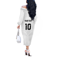 Custom Fiji Rugby Off The Shoulder Long Sleeve Dress Tapa Tribal Motifs Sporty Style - Polynesian Pride